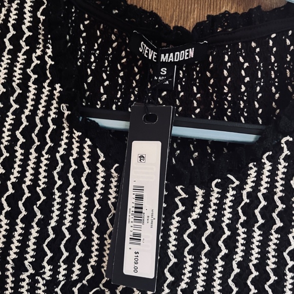 Steve Madden Bodycon Tank Midi Dress Cut Mesh Crochet Striped Pattern Knit S - Picture 7 of 14